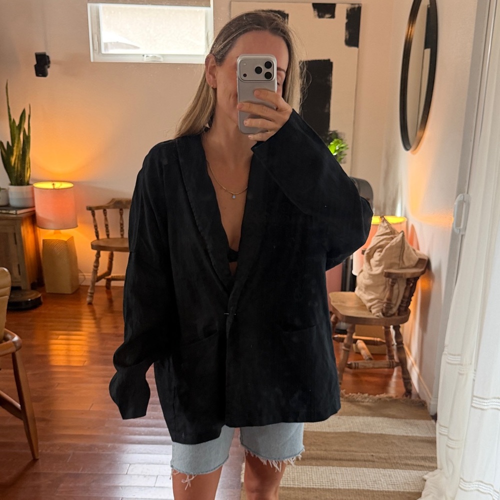 Black Women's Oversized Linen blazer